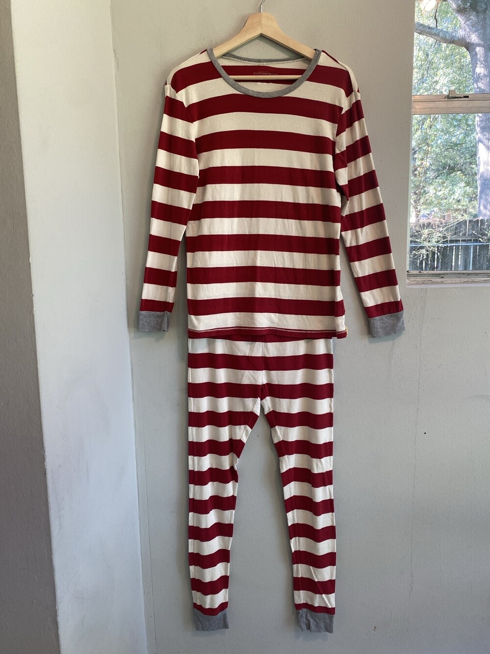 Burt's Bees Baby Organic Cotton Striped Pajama Set Red White Men's M